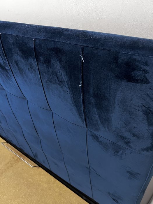 Vand pat din catifea albastra 160x200