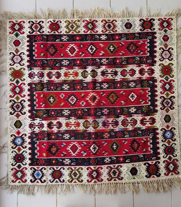 Cuvertura traditionala turceasca tesuta manual covor kilim Sharkoy