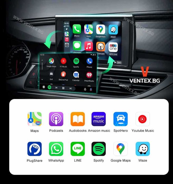 Безжичен CarPlay и Android Auto модул за Audi A4 A5 A6 A8 (2010–2018)