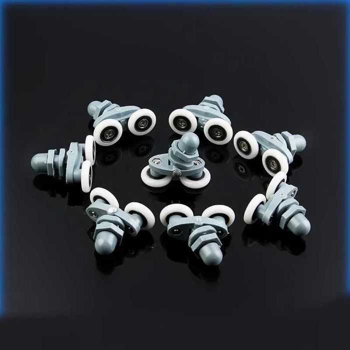 Set 4 role pentru usa cabina de dus, ABS/Aluminiu, 23mm/25 mm, Gri/Alb