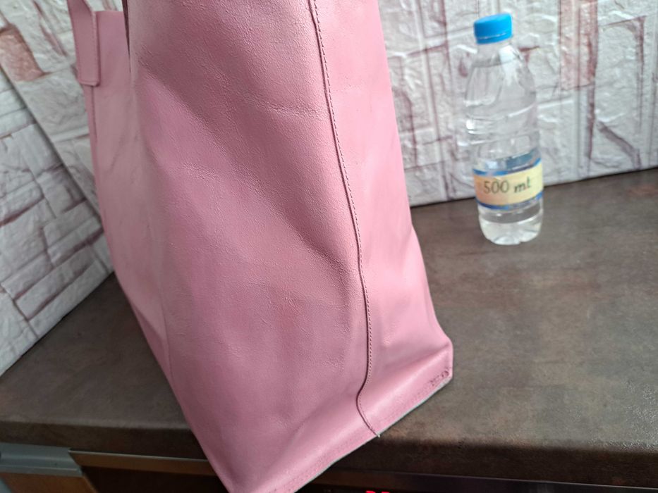 дамска чанта,розова кожена торба-естествена кожа