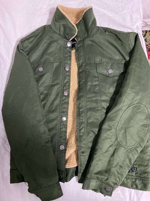 Geacă bărbați Aéropostale militară / cargo cu blană (Sherpa), Mărimea L, verde kaki