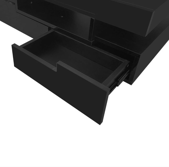 Masuta de cafea moderna negru lucios cu iluminare LED