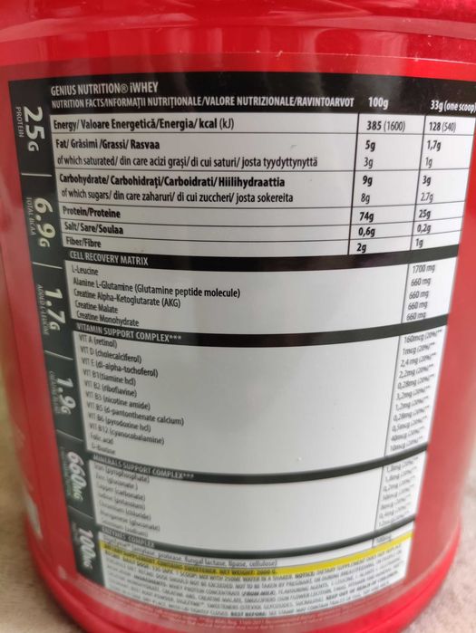 Proteine Genius Nutrition iWhey 2000g / 2kg – Căpșuni (Nou, Sigilat)