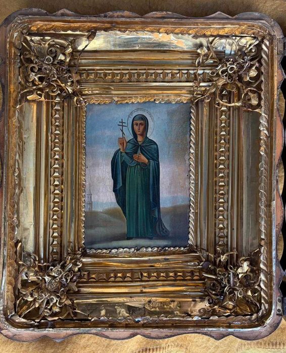 Icoană ortodoxă veche cu Sfânta Matrona din Constantinopol