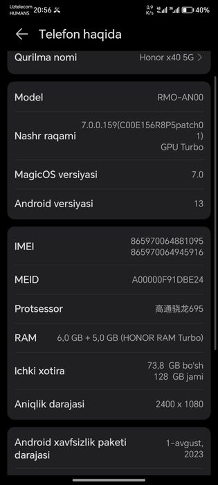 Honor x40 5G 11/128 obmen bor