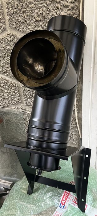 Horn/Coș de fum inox, negru - nou, Kaminhorn