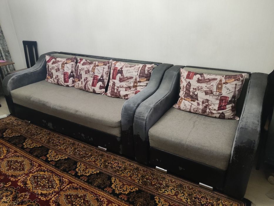 Раскладной ДИВАН и КРЕСЛО с отделкой из велюра