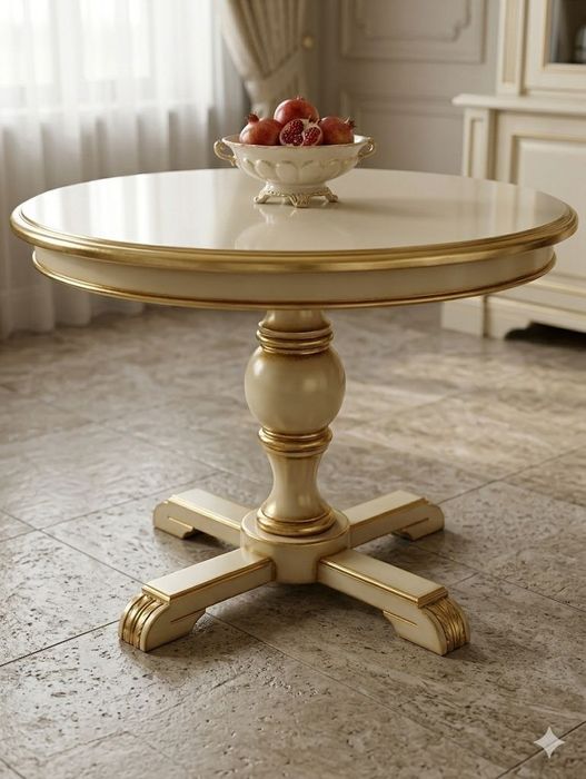 Zamonaviy oq stol (120×80) – yog‘och oyoqli
   Narxi 250$