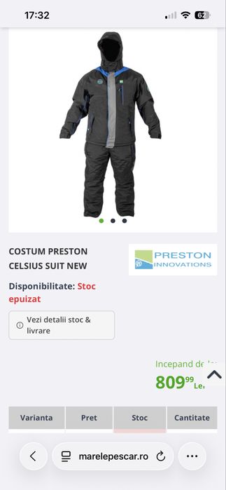 Preston Celsius Costum de Iarna  XL