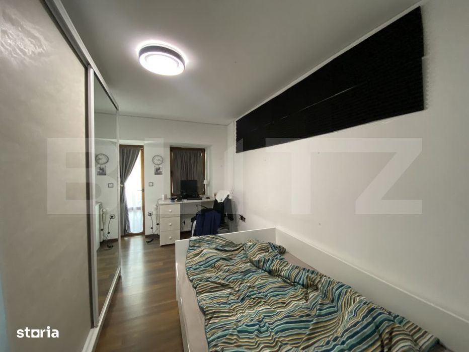 Apartament decomandat cu 3 camere, 2 balcoane, boxa, uscator. Etaj 3.