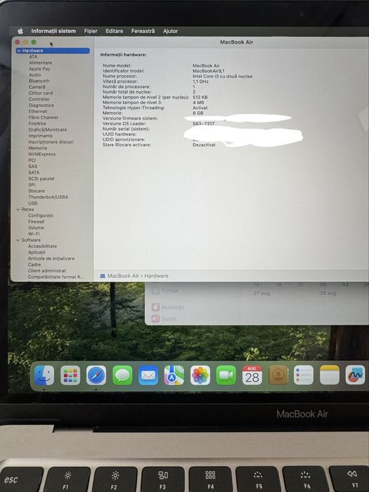 Apple MacBook Air 13” 2020 A2179 | i3 | 8GB RAM | SSD 256GB | Retina | Baterie 91%