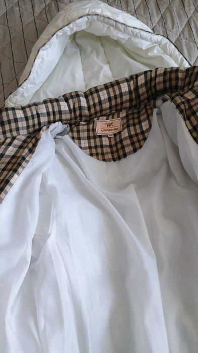 Дамско зимно дълго черно  и бяло яке