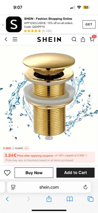 Сифон за мивка злато