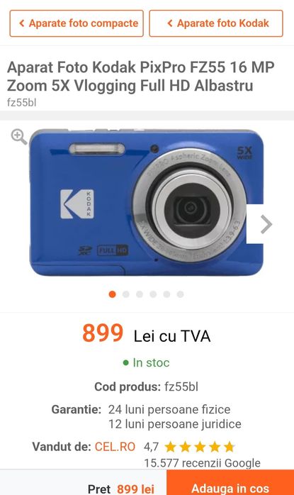 Aparat Foto Kodak PixPro FZ55 16 MP