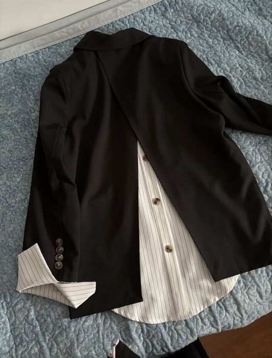 Оверсайз черный женский пиджак