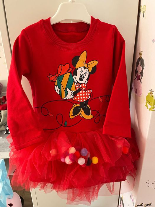 Бебешка Коледна рокля с Мики Маус - размер 80
