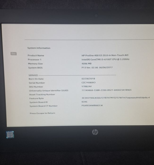 Моноблок Hp Core i3-6100T