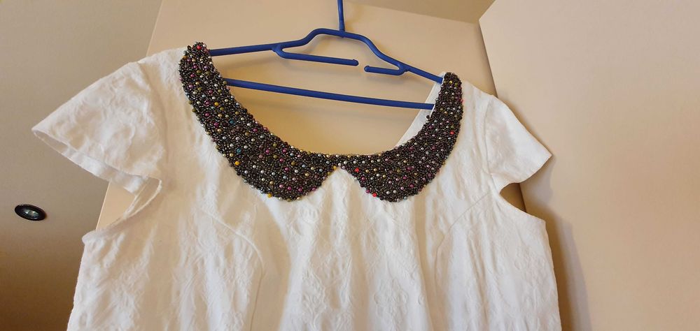 Rochie alba brocart Mizar