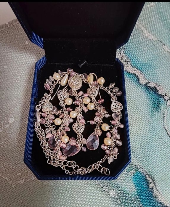 Colier + cercei argint rodiat Made in Italy