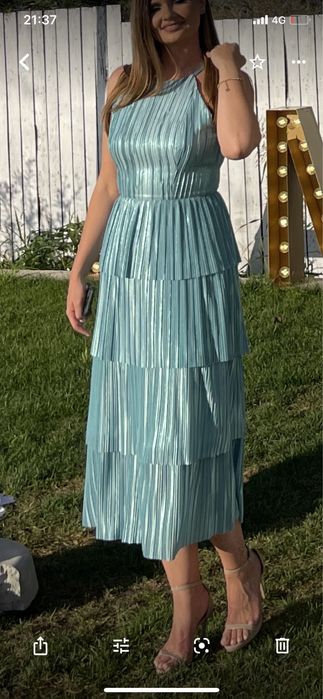 Rochie bleu material plisat