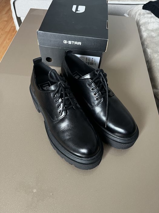 Pantofi de piele office cu platforma - 39, negri