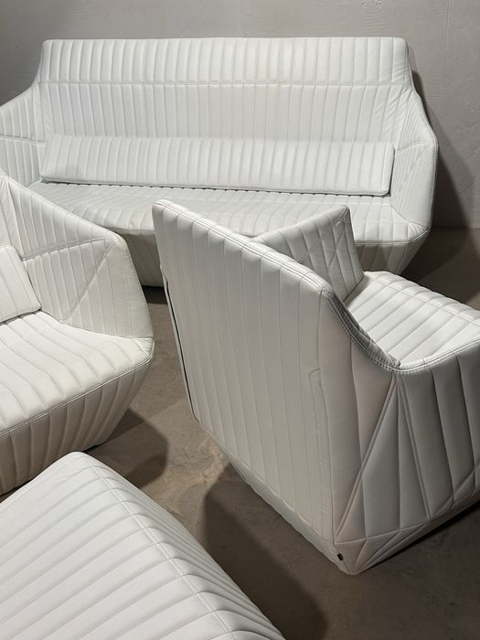 Ligne Roset Facett дизайнерски винтидж кожени мебели в бял цвят