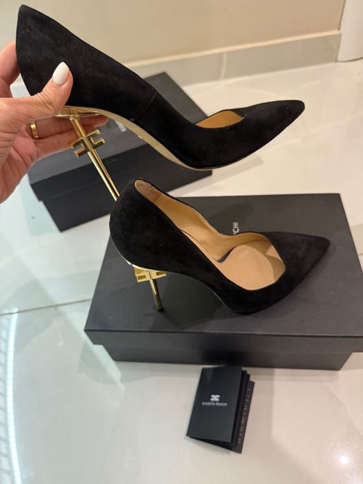 Обувки на висок ток Elisabetta Franchi черни и бежави - нови!