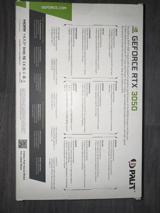 GEFORCE RTX 3050 dual 8GB Palit