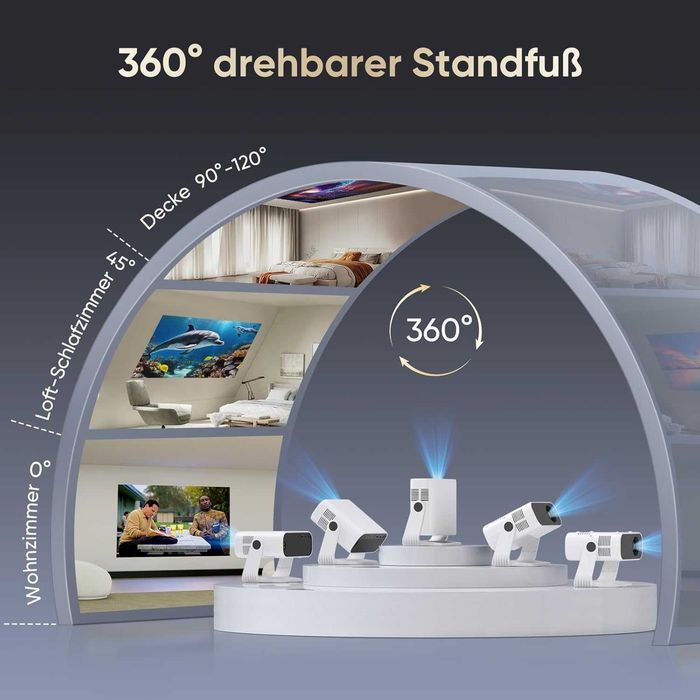 Proiector 2026 cu aplicație integrată, Android 14, Full HD 1080P, suportă decodare 4K, 20000 lumeni, corecție automată