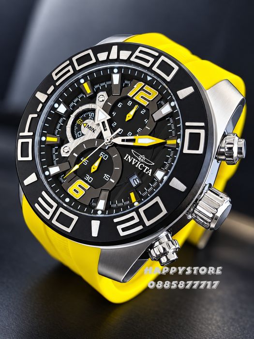 INVICTA Pro Diver Yellow strap 50 mm,. Инвикта нов мъжки часовник