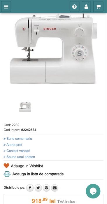 Vând Mașină de cusut Singer Tradition 2282 nouă sigilată
