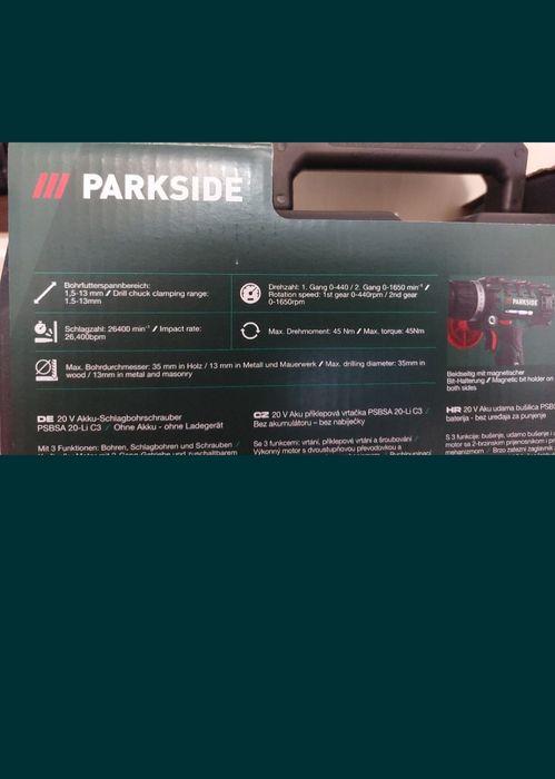 Masina bormasina de găurit și insurubat cu percutie Parkside PSBSA 20