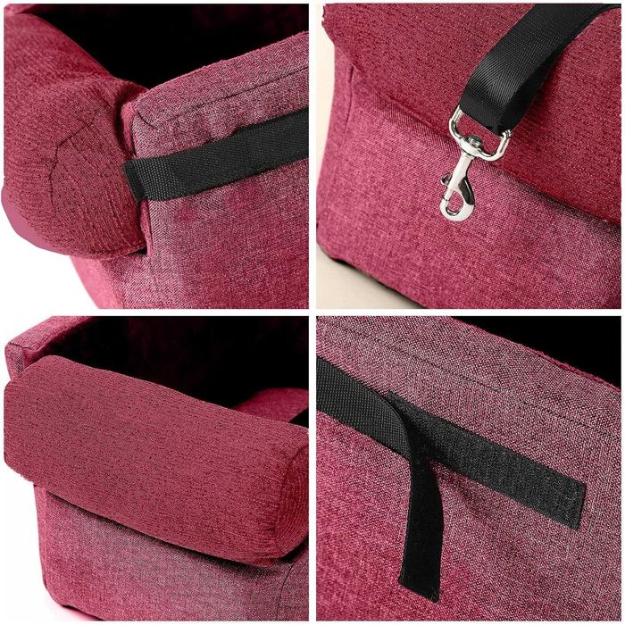 Pat caini pentru transport in masina - culoare roz - pentru cotiera