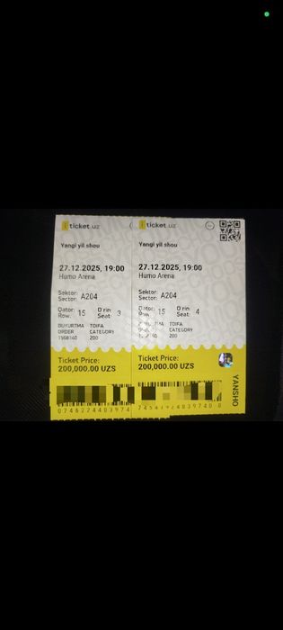 Chipta sotiladi 27 dekabr