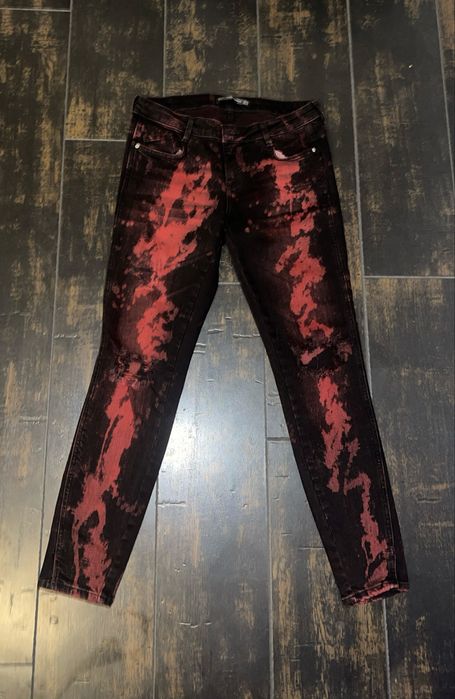 Blugi Slim Skinny Negri Efect Bleach/Acid marimea S