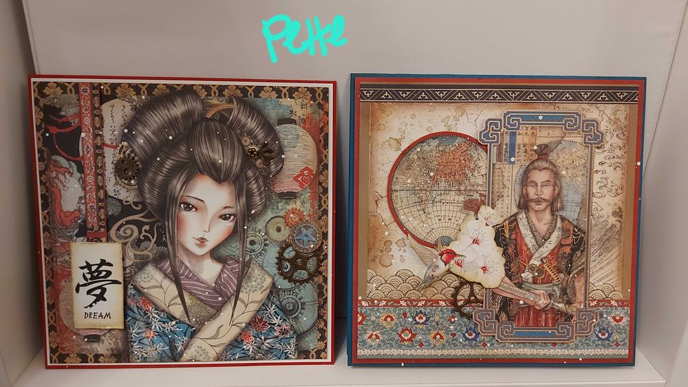 Коледни Стиймпънк картички и изскачаща кутия, Манга, ръчно изработени