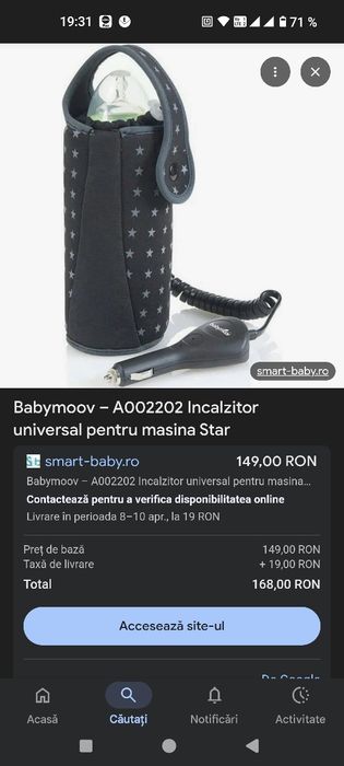 incalzitor biberon pentru masina BabyMoov