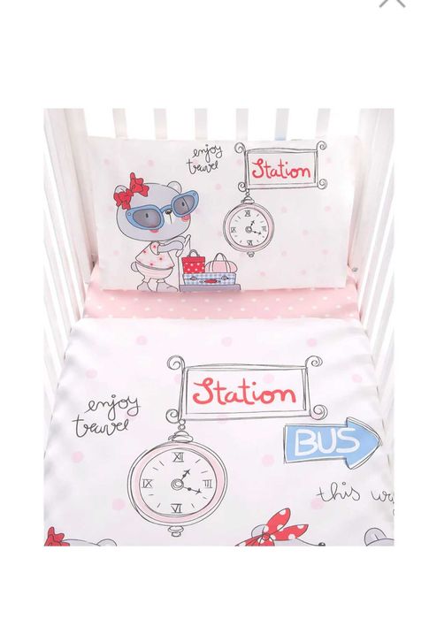 Комплект обиколници и спално бельо за бебе момиче