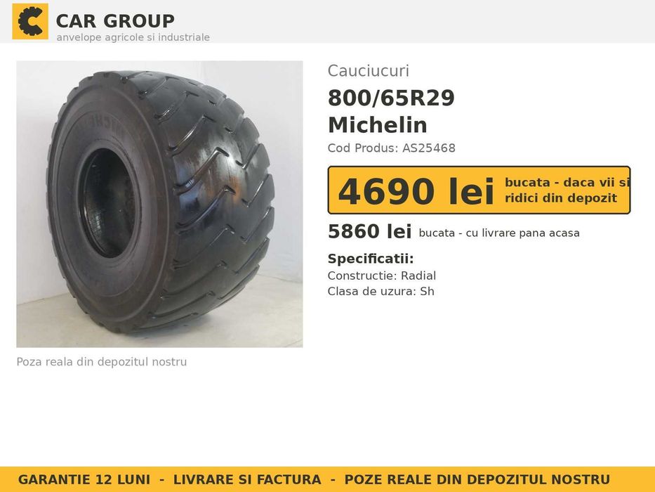 Cauciucuri Anvelope 800/65R29 800/65 R29 800/65-29 800 65 R29 8006529 Michelin Combina Punte Fata Tractiune SH Second Hand IEFTIN Oferta Pret Bun