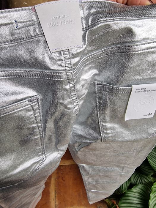 Сребристи skinny дънки BSB