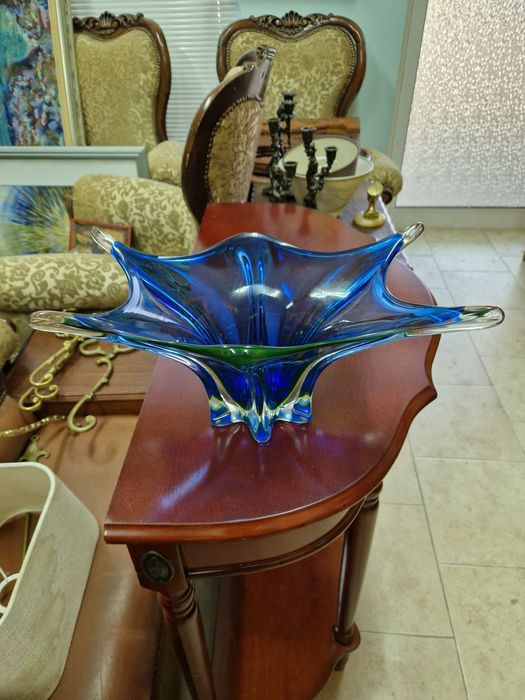 Превъзходна антикварна  кристална купа фруктиера Бохемия