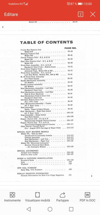 Manual Complect Service BALLY SLOT MACHINE serie E 1980-1986