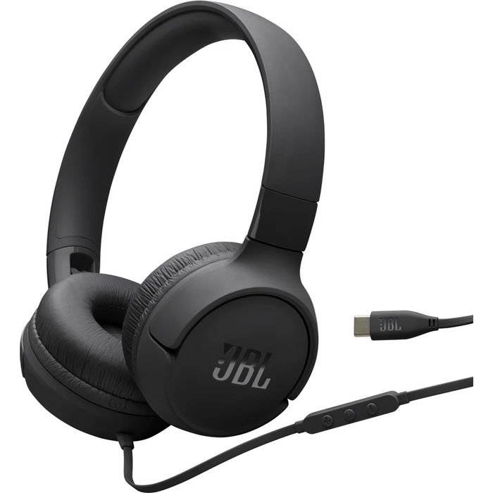 Casti JBL Tune 520C, Cu fir, On-ear, Microfon, USB-C, negru