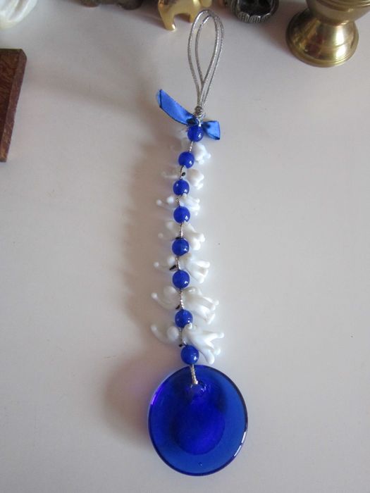 cadou rar feng shui Ganesha Evil Eye Elefanti sticla  India 1990