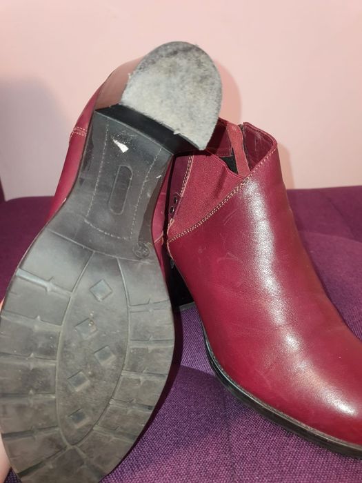 Ghete/ botine dama cu toc grena piele naturala 37