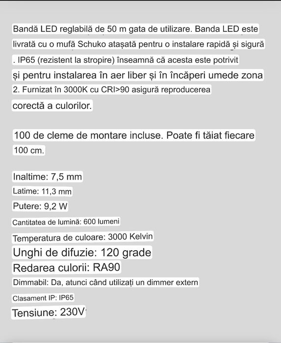 Bandă Led 50m . Ideal pentru spații mari