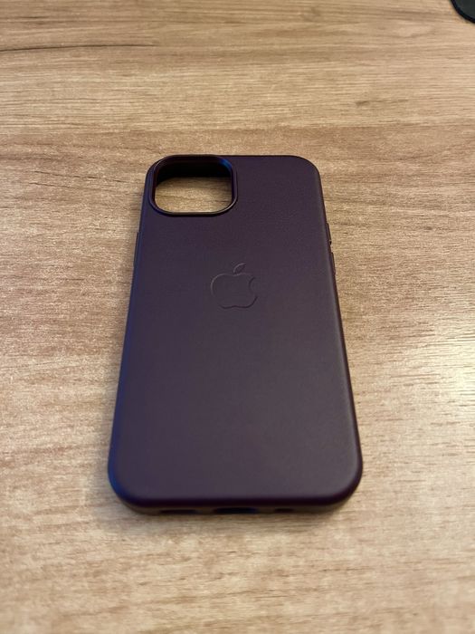 Husa piele Iphone 13 mini Leather Case Dark Cherry Mag Safe (noua)