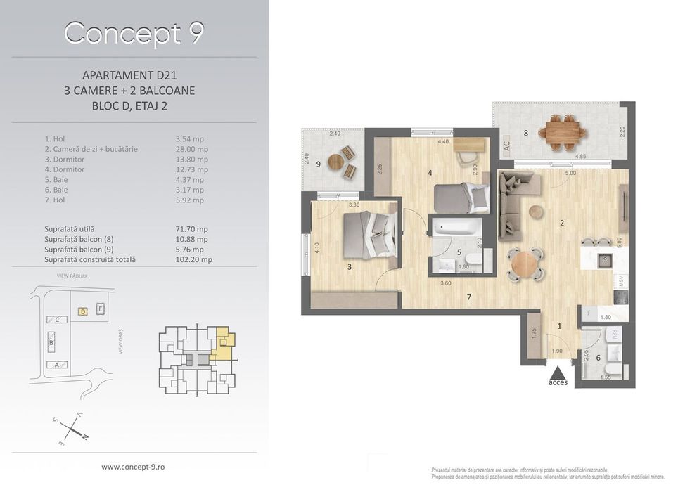 Apartament 3 camere - CONCEPT 9 ETAPA II - Direct de la dezvoltator