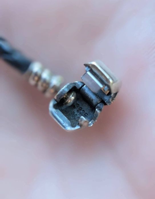 Bratara dubla Pandora originala, doua charmuri de argint 925 ALE, inima si inger